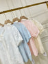 Summer Embroidered Details Puff Sleeves Button Down Tops
